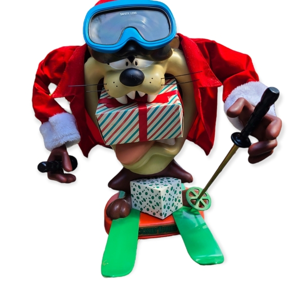 RARE VINTAGE LOONEY TUNES CHRISTMAS SANTA TAZ ANAMATRONIC SKIING 1997 - Picture 6 of 11
